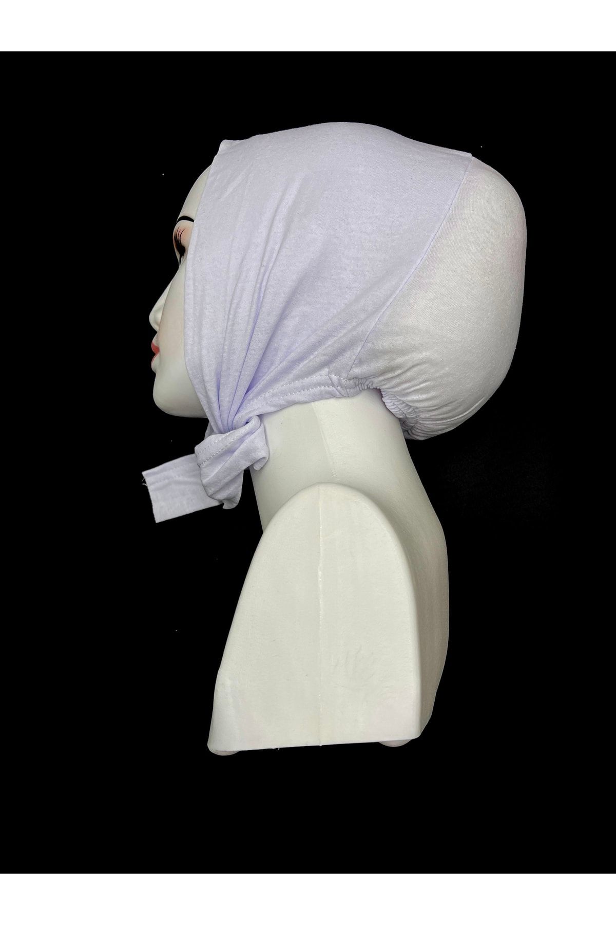 nazipek-Silcone White Combed Cotton Top Bonnet 3