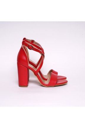 Kadın Topuklu Sandalet - Kırmızı Cılt VERI2Y1945