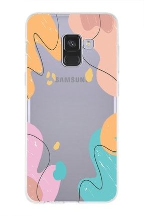 Samsung Galaxy A8 (2018) Uyumlu Kapak Karışık Renkler Tasarımlı Şeffaf Silikon Kılıf prt1mmsmA82018_029
