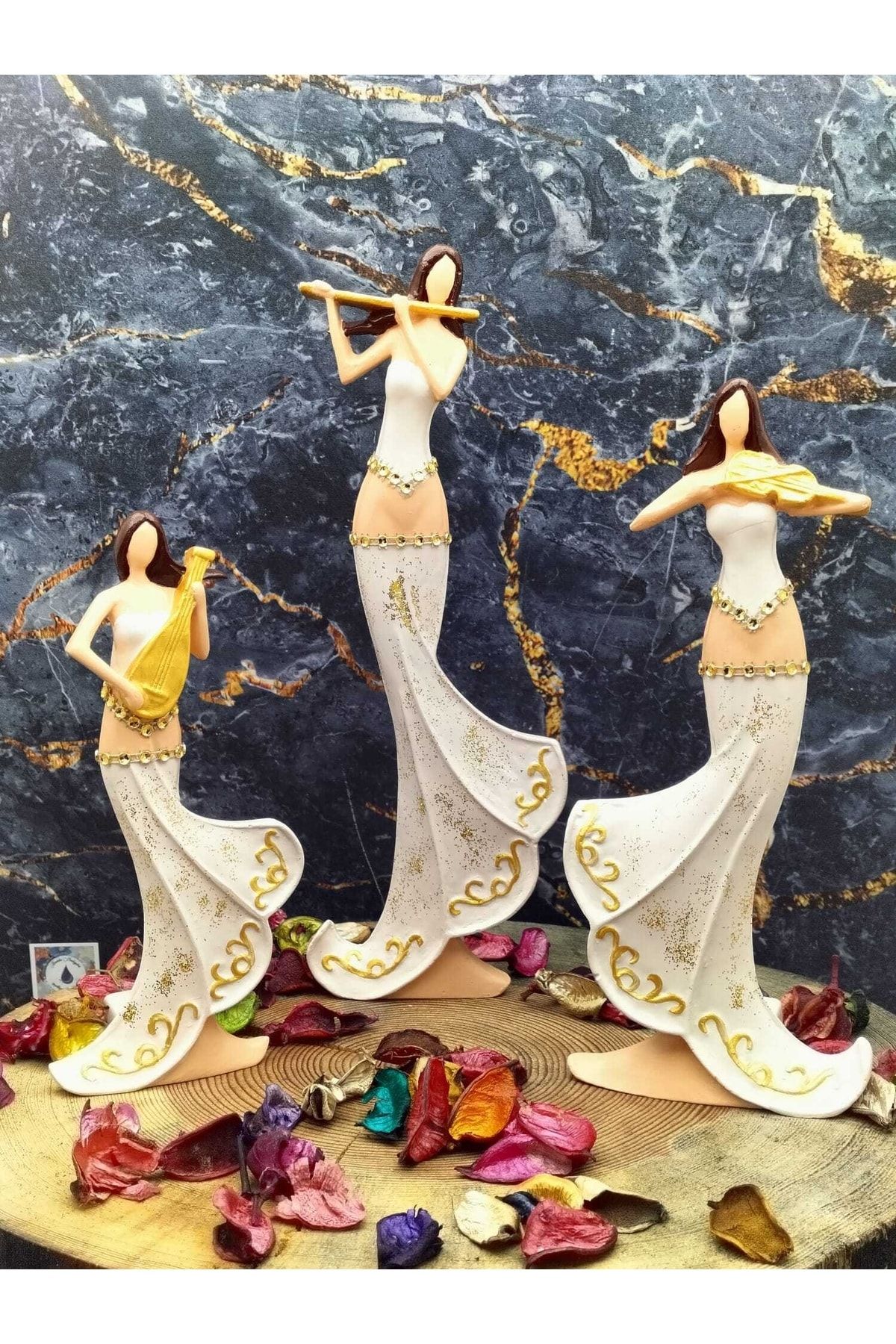 Müzisyen Kızlar Üçlü Set Krem Rengi