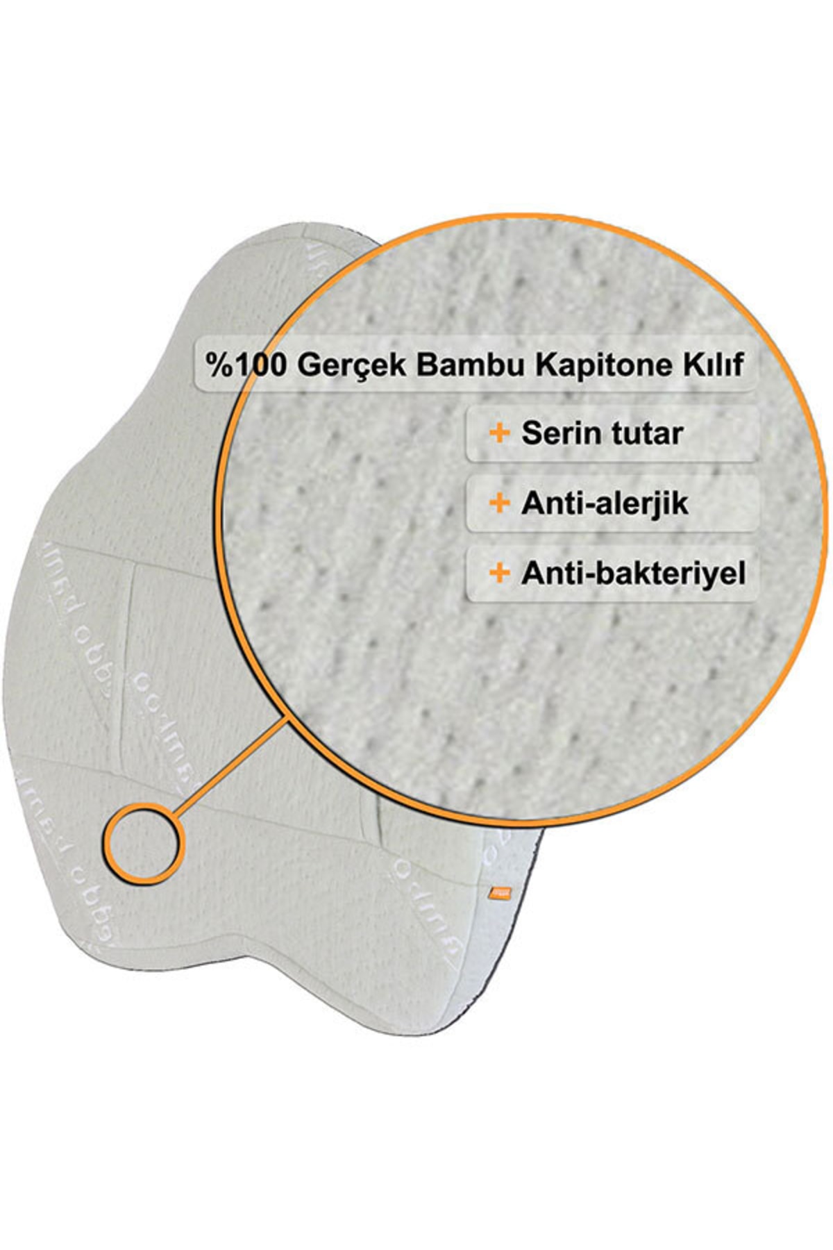 Ortopedik Bel Yastığı Büyük Boy – Isı Terapili Bambu Serisi Beyaz 2