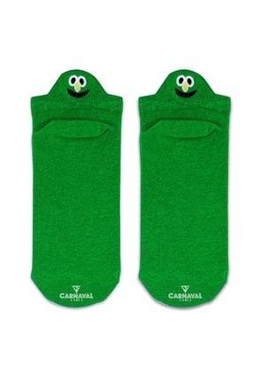Nakışlı Yeşil Emoji Desenli Renkli Çorap PTK-U1017