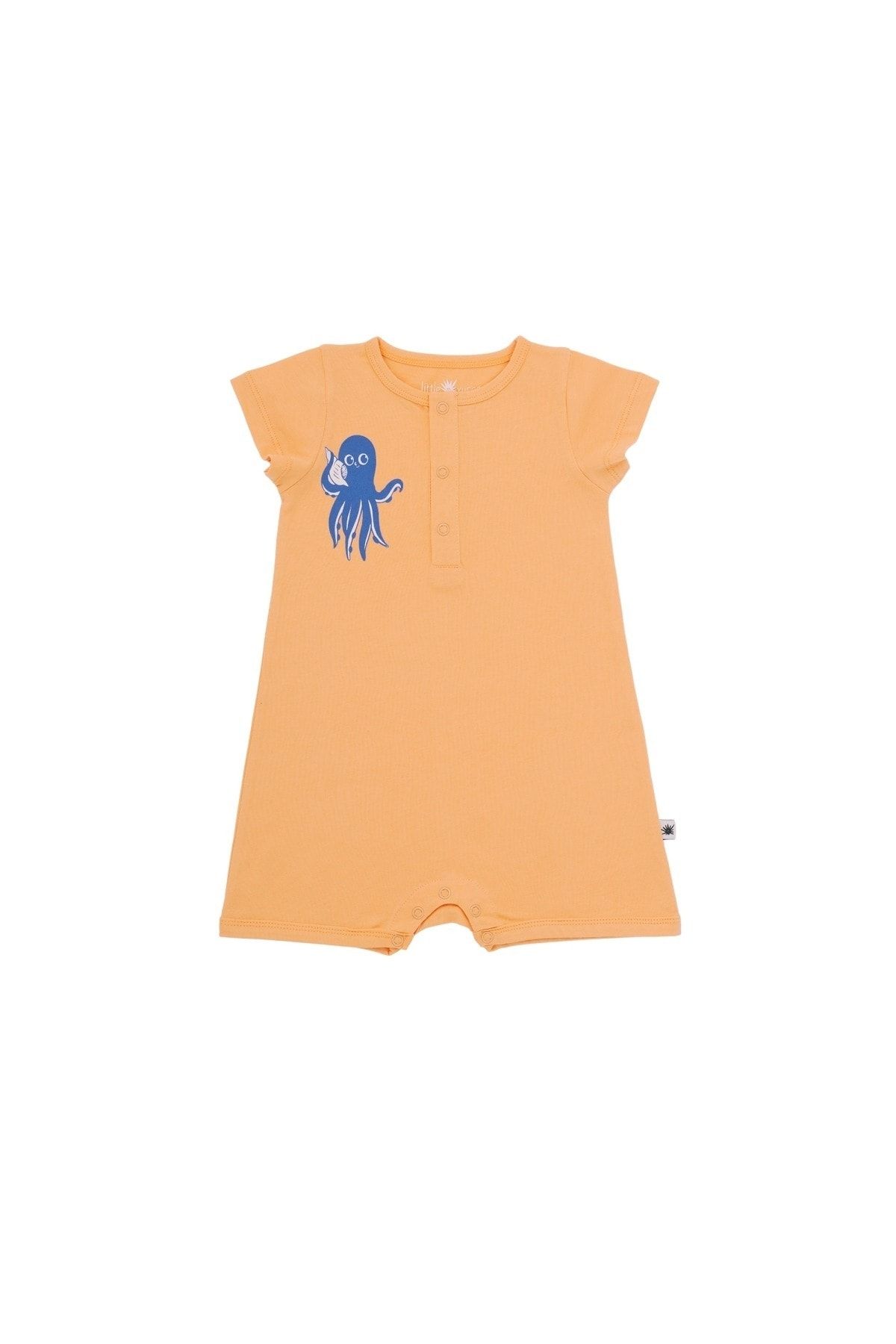 Little Yucca-Sunny Organic Cotton Shorts Jumpsuit - Coral 2