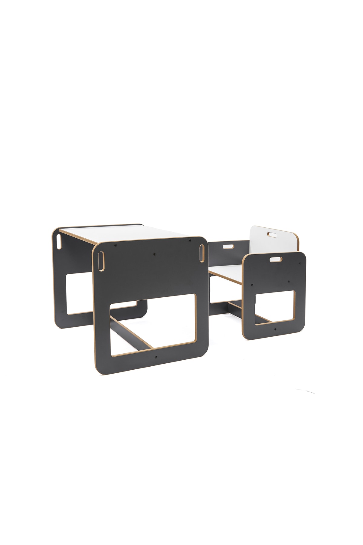 Minera 2-4 Yaş Kumru Ahşap Montessori Aktivite Oyun Masa Sandalye Seti (1 Masa+1 Sandalye)/Antrasit fotoğrafı 4 (önizleme)