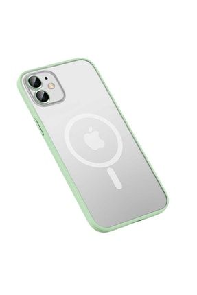 Iphone 11 Uyumlu Kılıf Lens Koruyuculu Tacsafe Destekli Kenarları Renkli Mat Kılıf Mokka+Wireless+iPhone+11