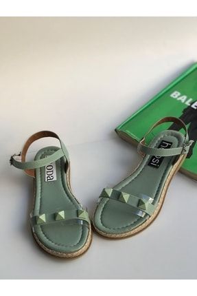 Fior Şeffaf Trock Hasır Taban Sandalet - Mint Yeşili HPS-17568901010311
