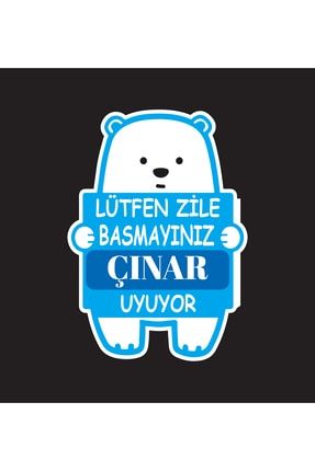 Kişiye Özel Lütfen Zile Basmayınız - Bebek Uyuyor Ayıcık Sticker LZBBUAS000001