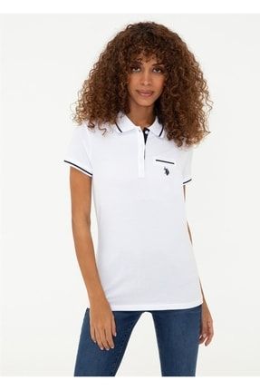 U.s. Polo Assn Polo Yaka Slim Fit Beyaz Kadın T-shirt GLORIA21