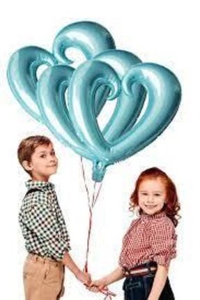 Parti Feneri Mavi Içi Boş Kalp Şekilli 100 Cm Kıvrımlı Kalp Folyo Balon Kıvrımlı Kalpli TYC00463581649