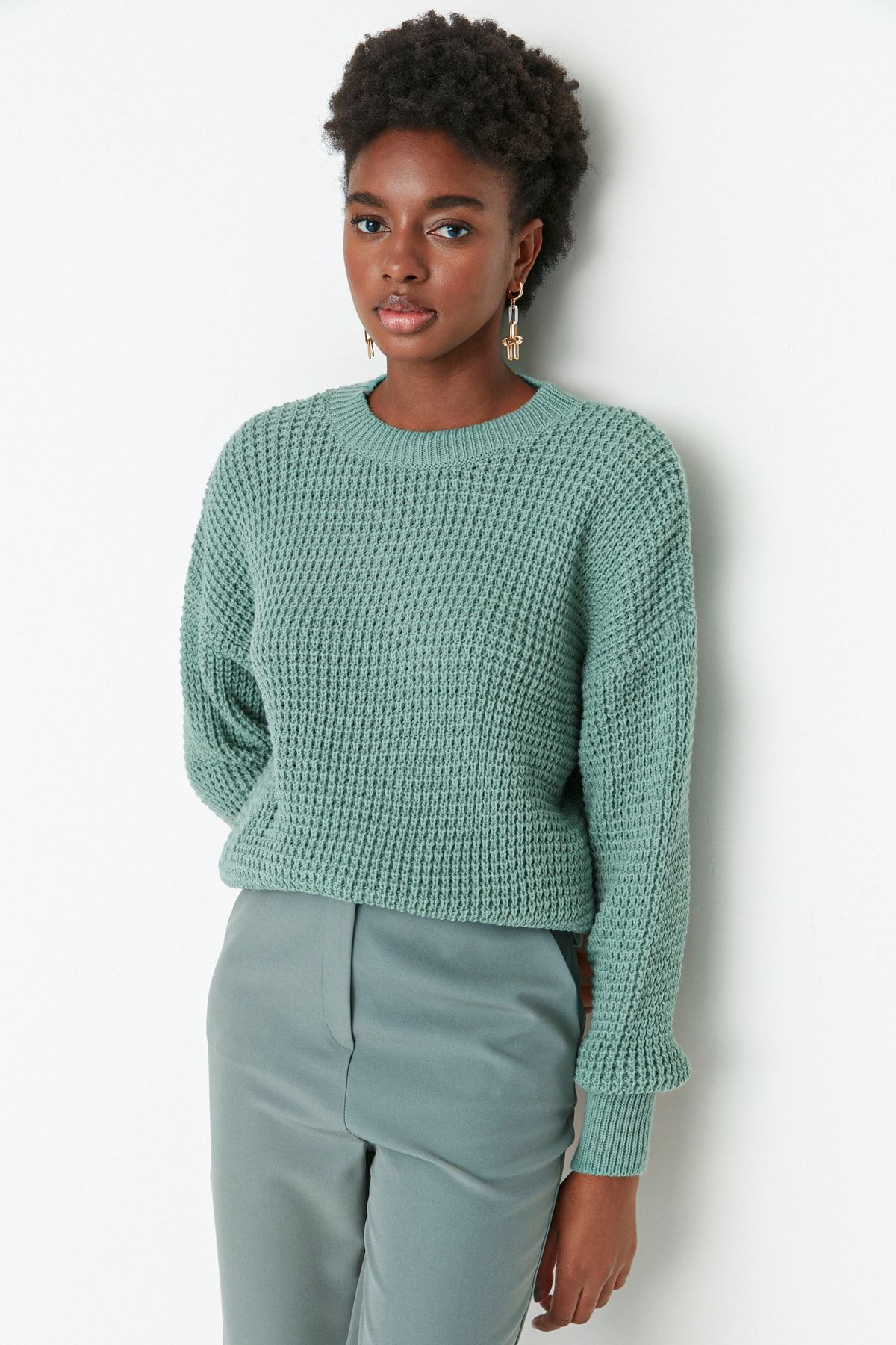 Trendyol Collection Pullover Grün Regular Fit