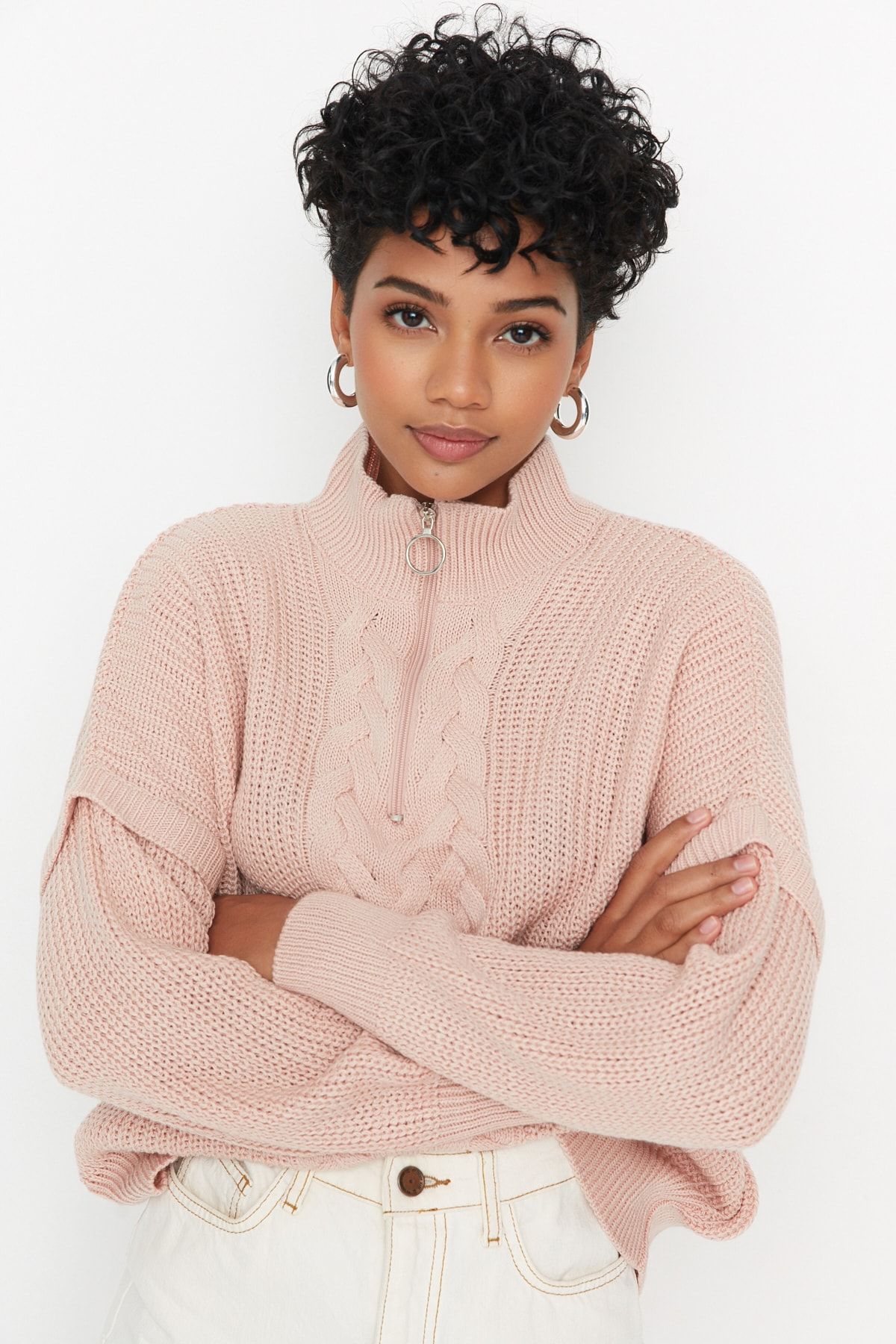 Trendyol Collection Pullover Rosa Regular Fit