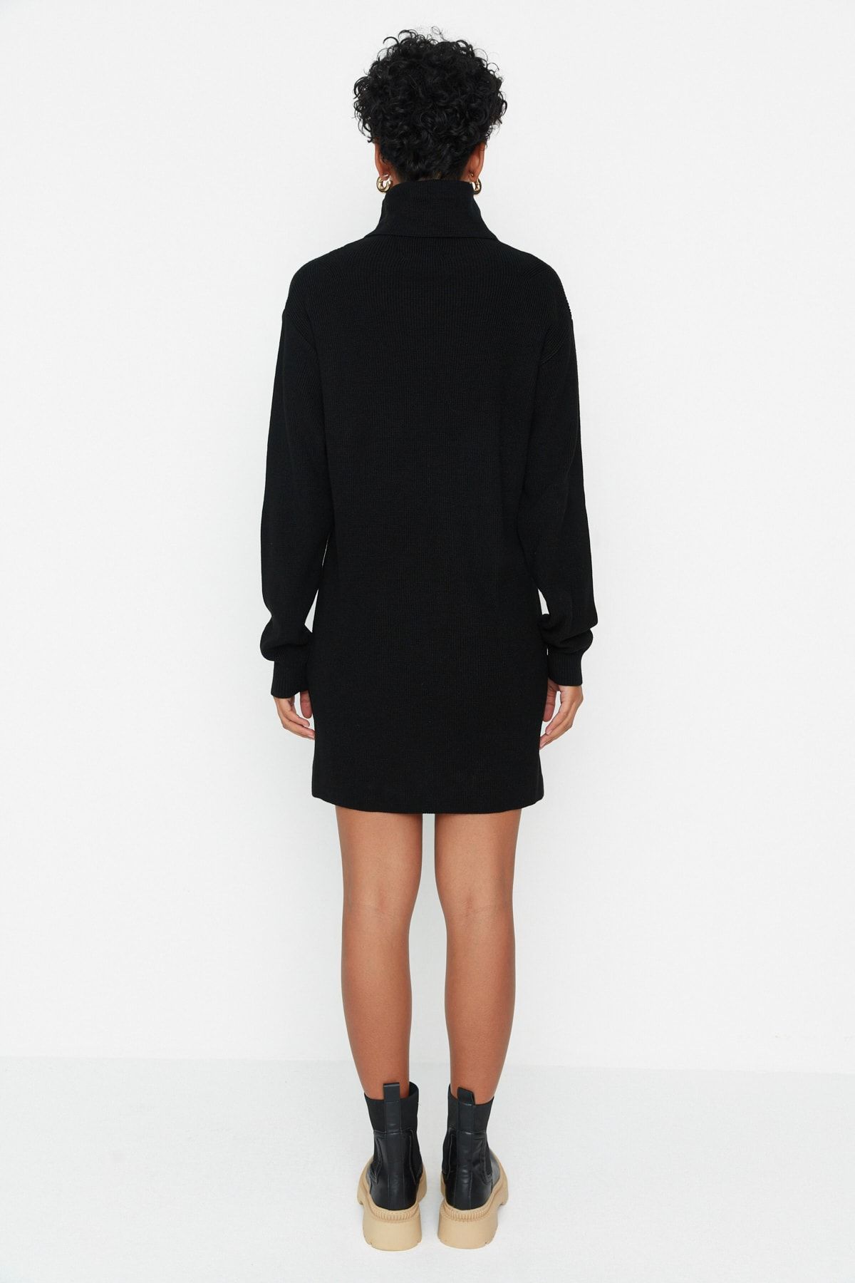 Trendyol Collection Black Black Mini Knitwear Turtleneck Dress