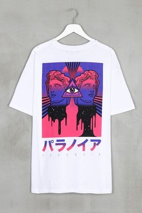 Paranoia Sırt Baskılı Beyaz Oversize Unisex Tshirt 816E0678