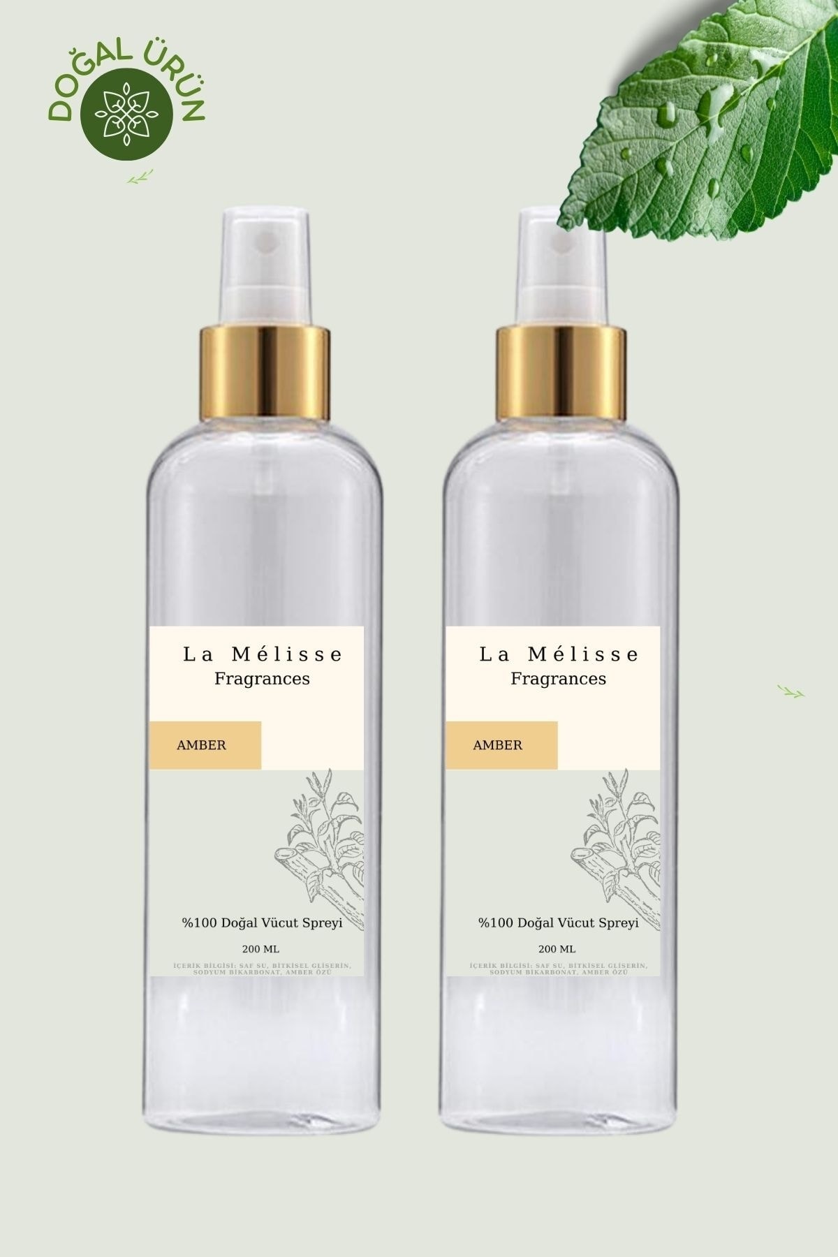 La Melisse Fragrances 2'li Amber Vücut Spreyi %100 Doğal (2x200 ml)
