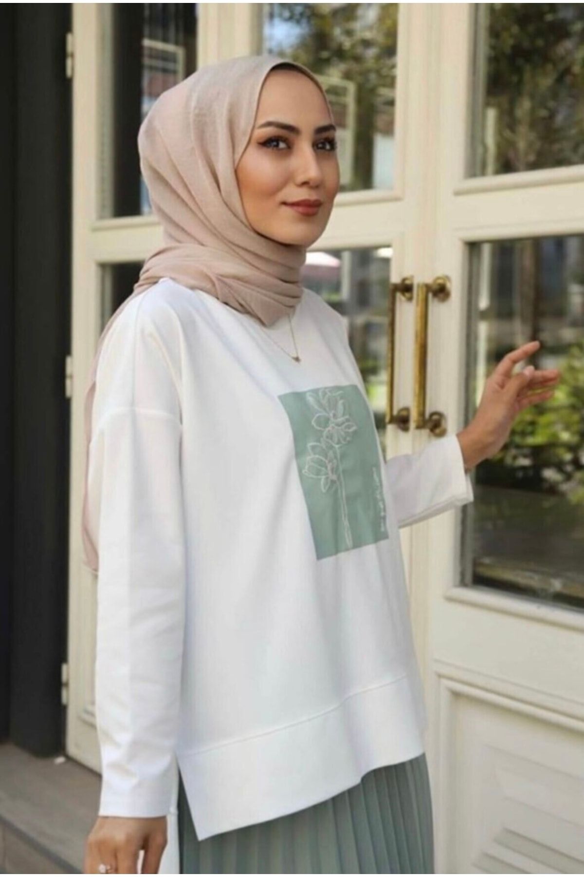 HAKKE کت و شلوار دامن چین دار نعنایی