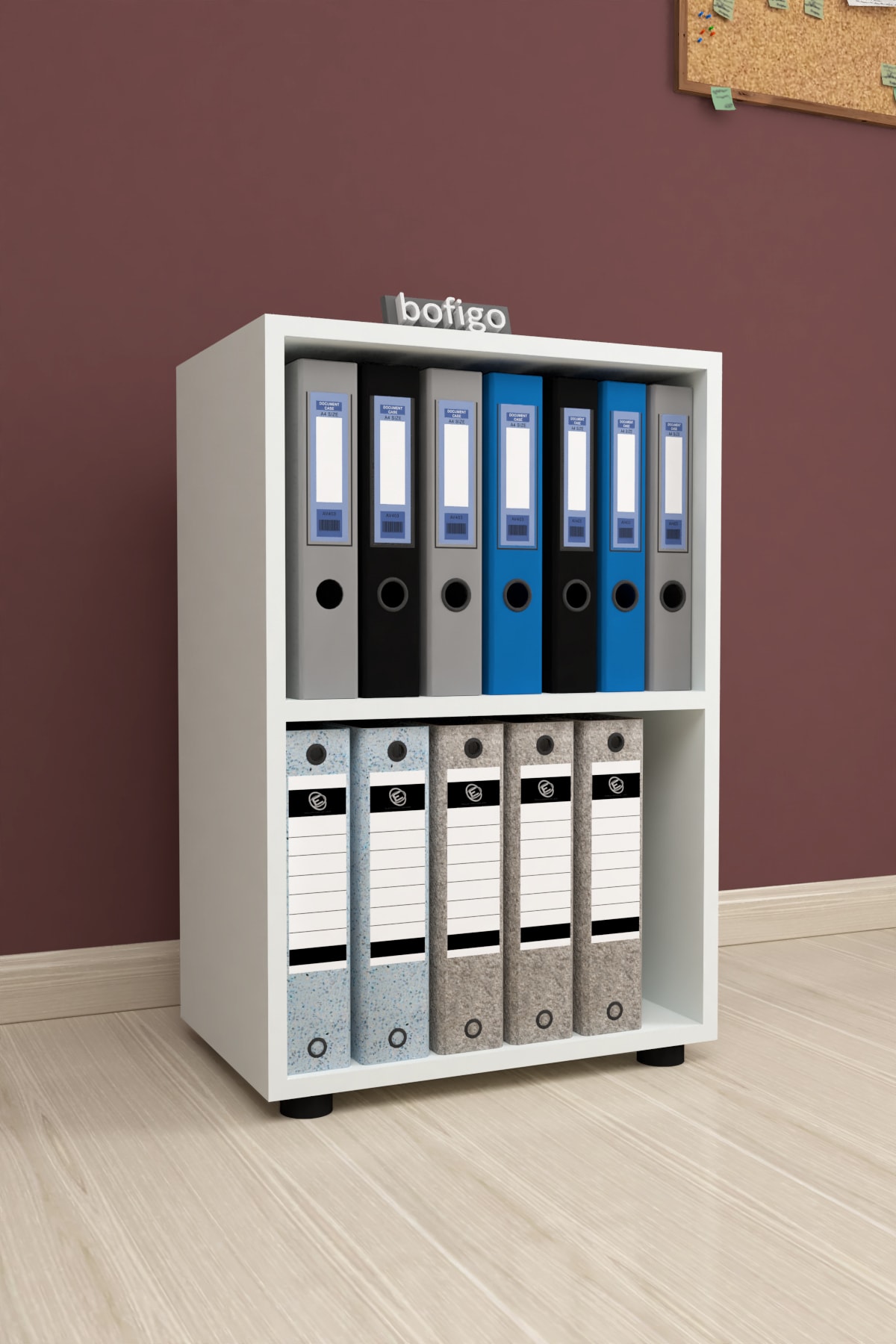 Bofigo 2 Raflı Kitaplık Ofis Dolabı Klasörlük Çok Amaçlı Dolap Mutfak Dolabı Beyaz