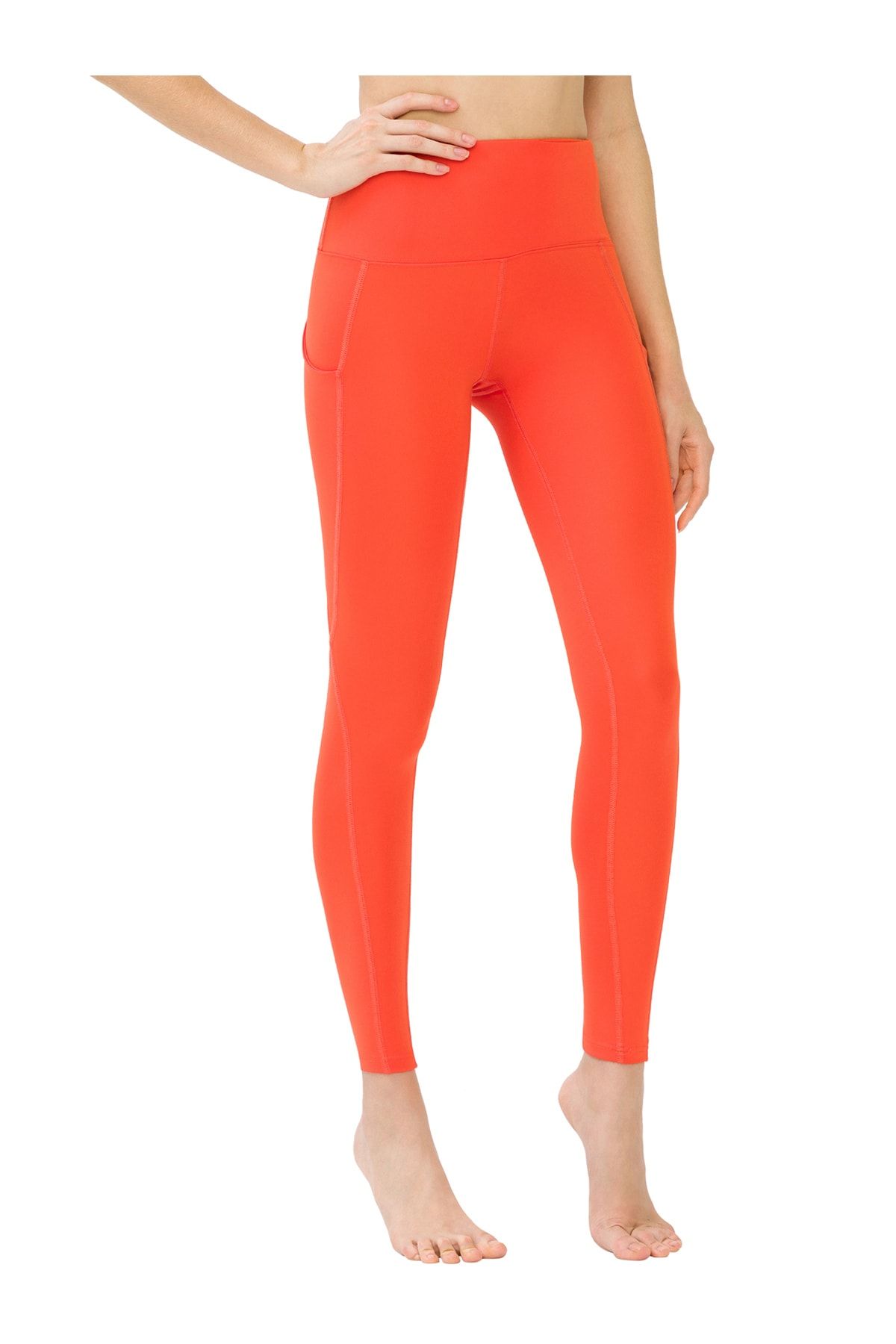 LOS OJOS Orangefarbene Damen-Leggings mit hoher Taille und doppelten  Taschen - Trendyol