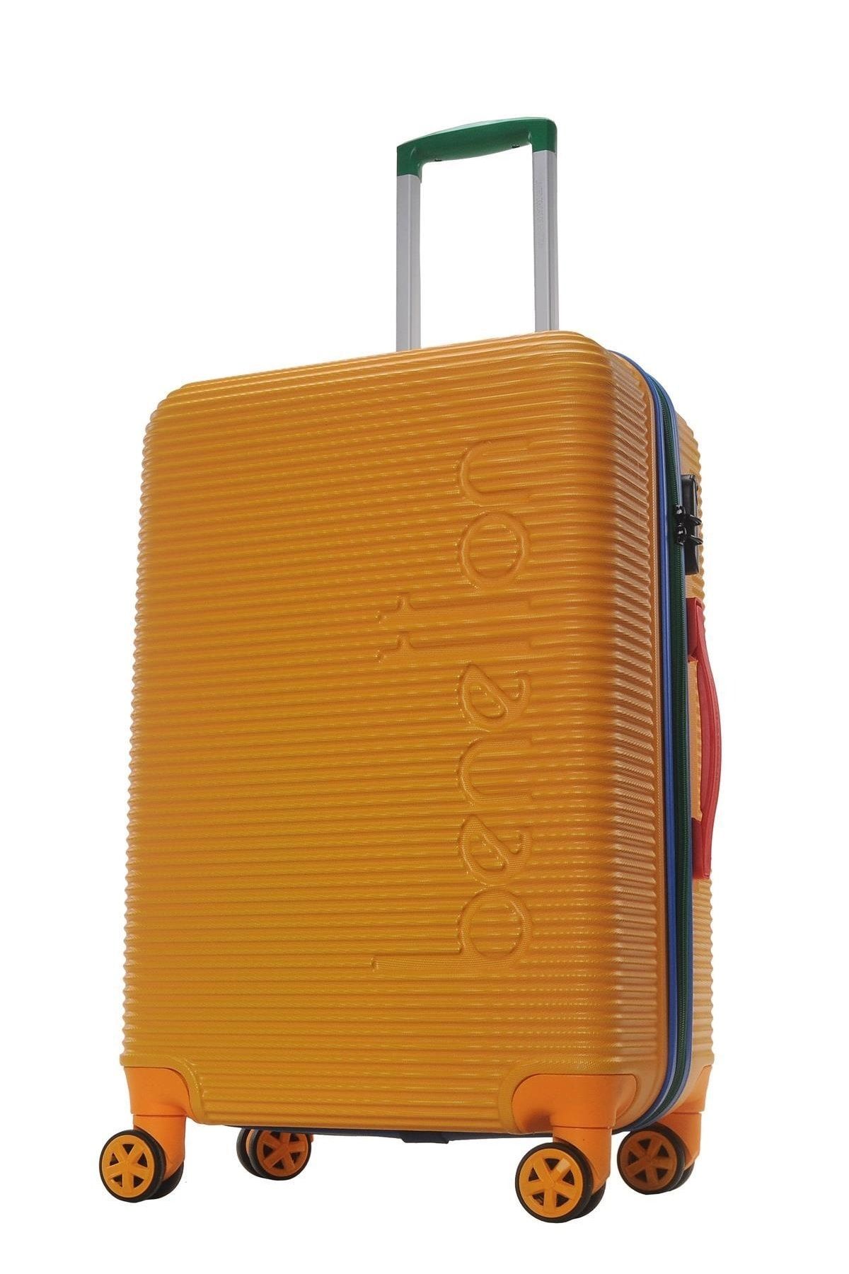 Benetton چمدان نشکن 100% پلی کربنی سایز متوسط ​​زرد 204 x X-VE-O