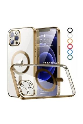 Iphone 12 Pro Uyumlu Kılıf Kamera Korumalı Parlak Renkli Magsafe Manyetik Şeffaf Silikon Magsafe-Seri04
