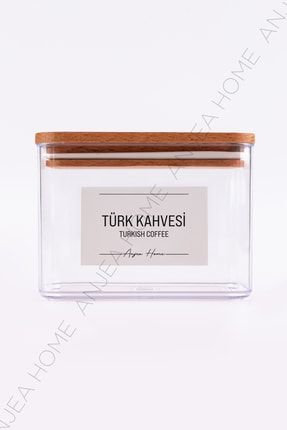 Dekoratif Dikdörtgen Vakumlu Ve Ahşap Kapaklı (türk Kahvesi) Saklama Kabı 1 Lt TYC00464462559