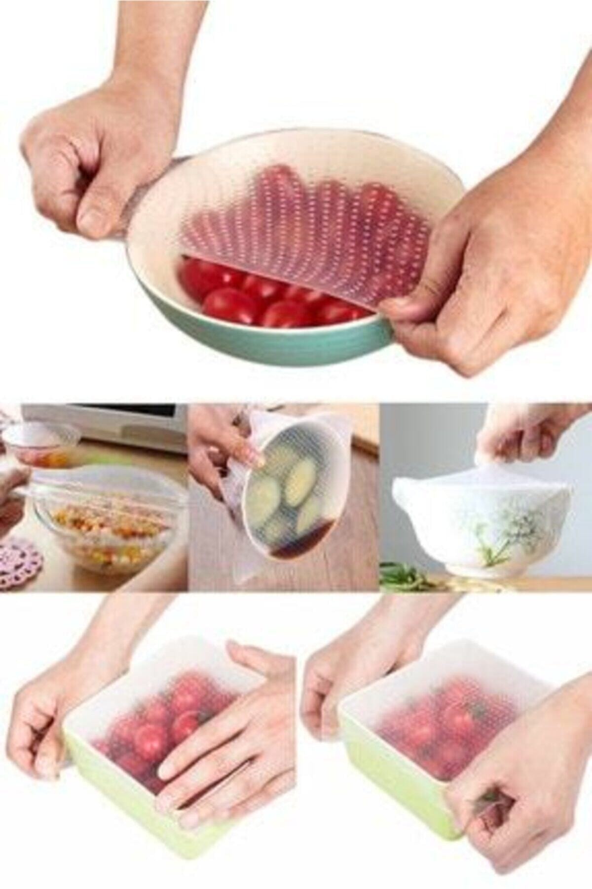 Genel Markalar 6 Boy Gıda Koruyucu Silikon Streç Kapak Bone Mutfakta Taze Yiyecekler