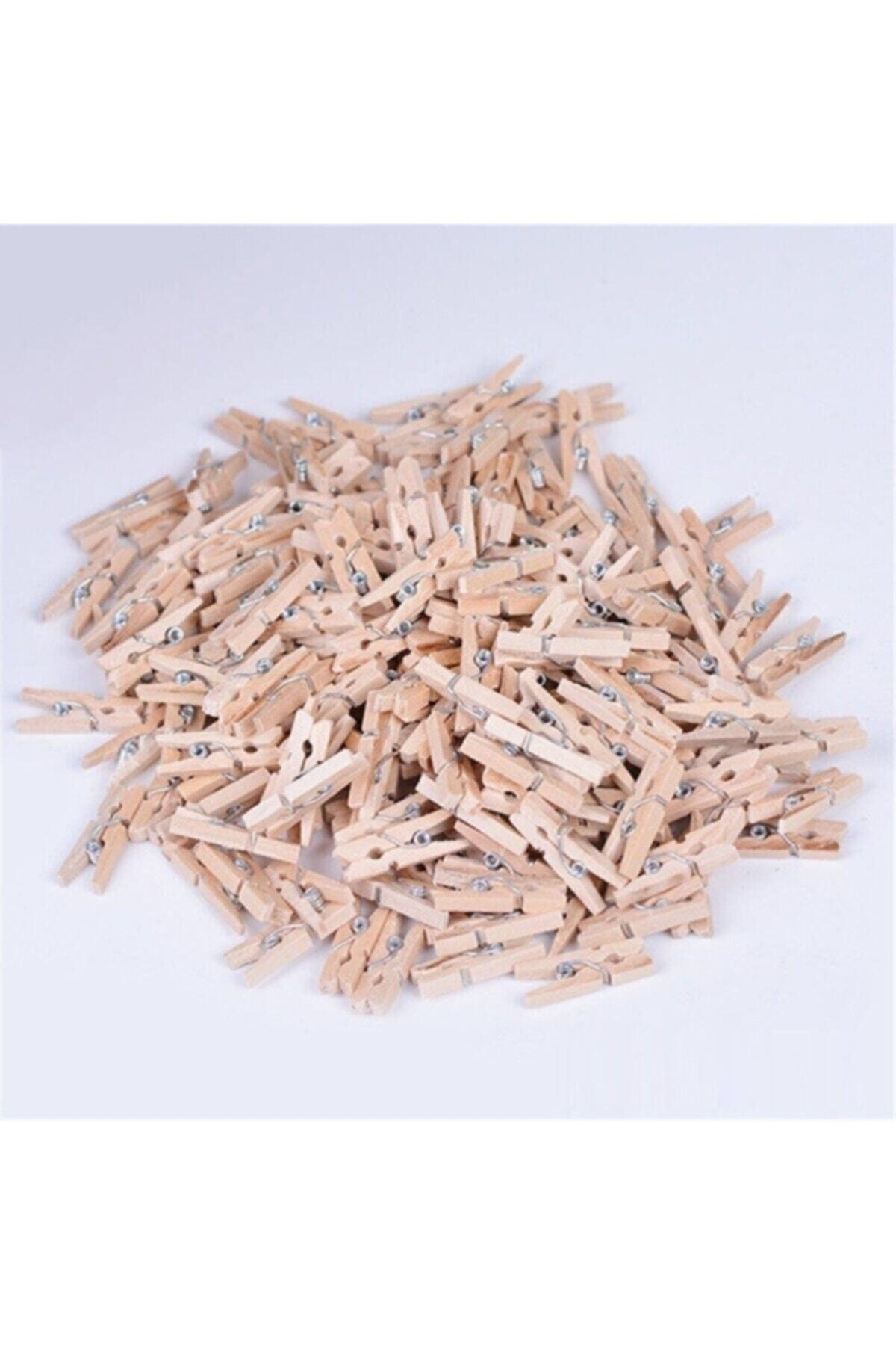 Genel Markalar Ahşap Mini Mandal Seti Tek Renk 100 Adet