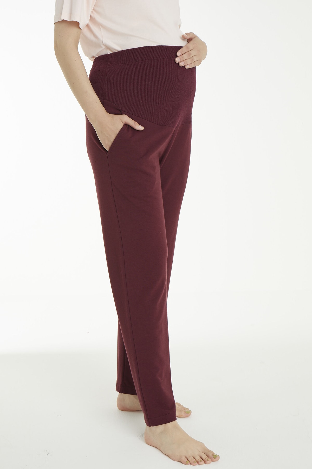 Miss Dünya Lissa Koyu Bordo Bel Ayarlanabilir Hamile Eşofman Altı fotoğrafı 3 (önizleme)