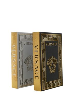 2'li Versace Beyaz&siyah Gold Dekoratif Kitap Kutu iray03