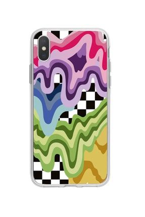 Iphone X Colormix Wave Desenli Şeffaf Telefon Kılıfı BCIPHXSEFCLRMXWAVES