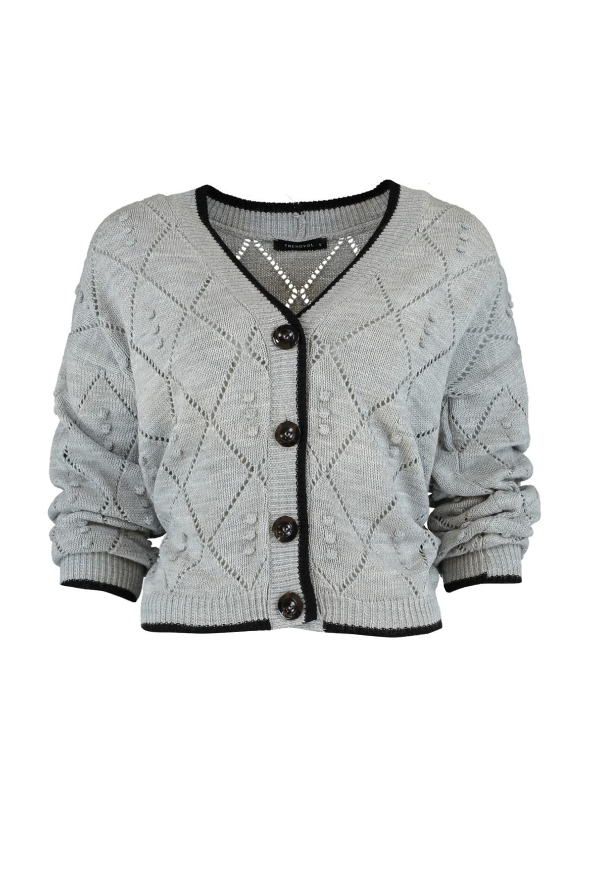 Cream geo online heart print cardigan