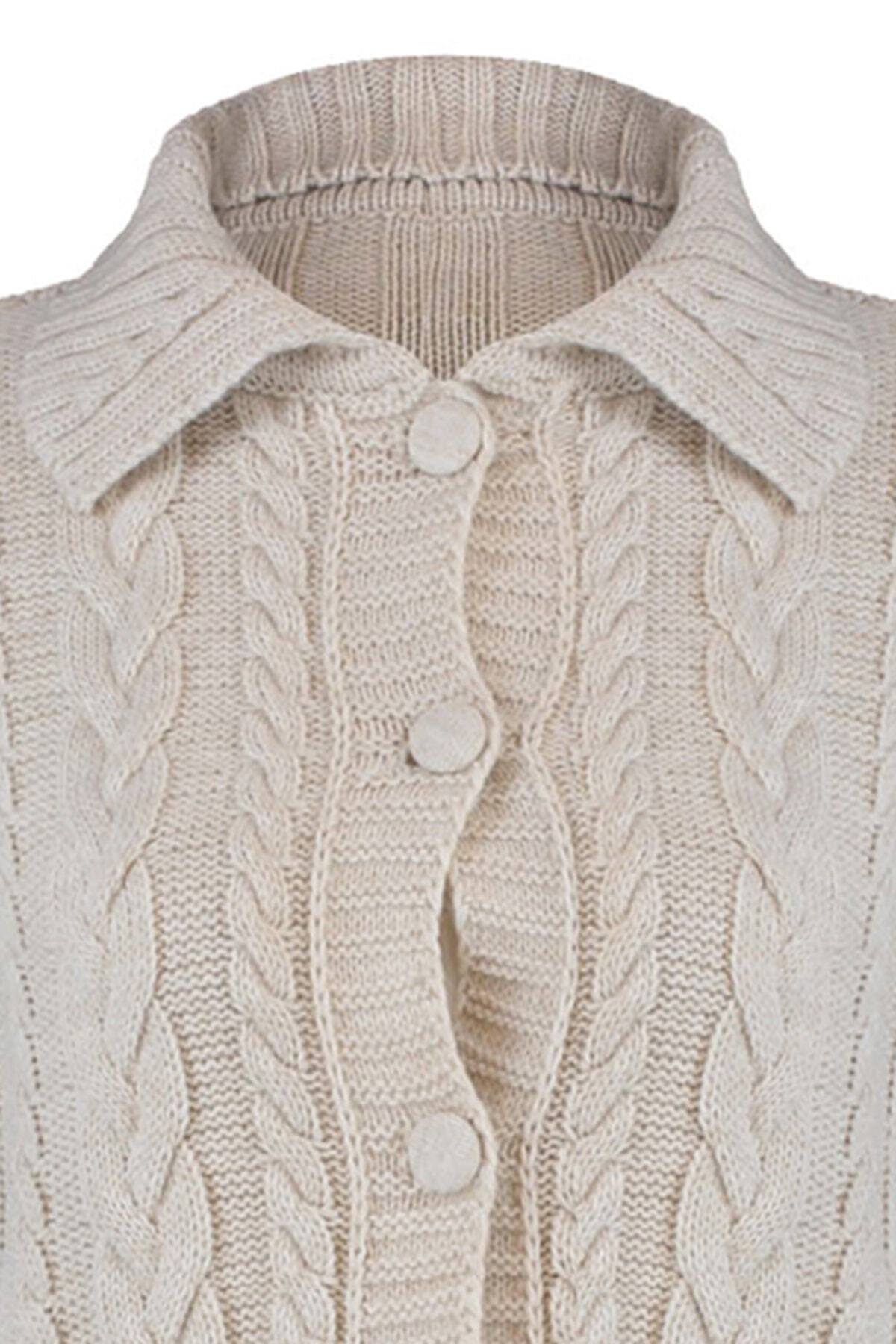 Trendyolmilla  Taş Crop Polo Yaka Triko Hırka TWOAW22HI0448 - Görsel 8