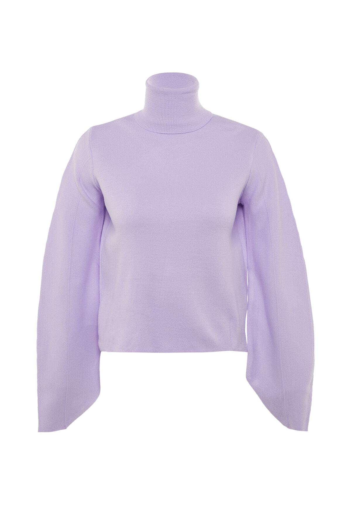 Trendyol Collection-Lila Basic Rollkragenpullover TWOAW21KZ0485 8