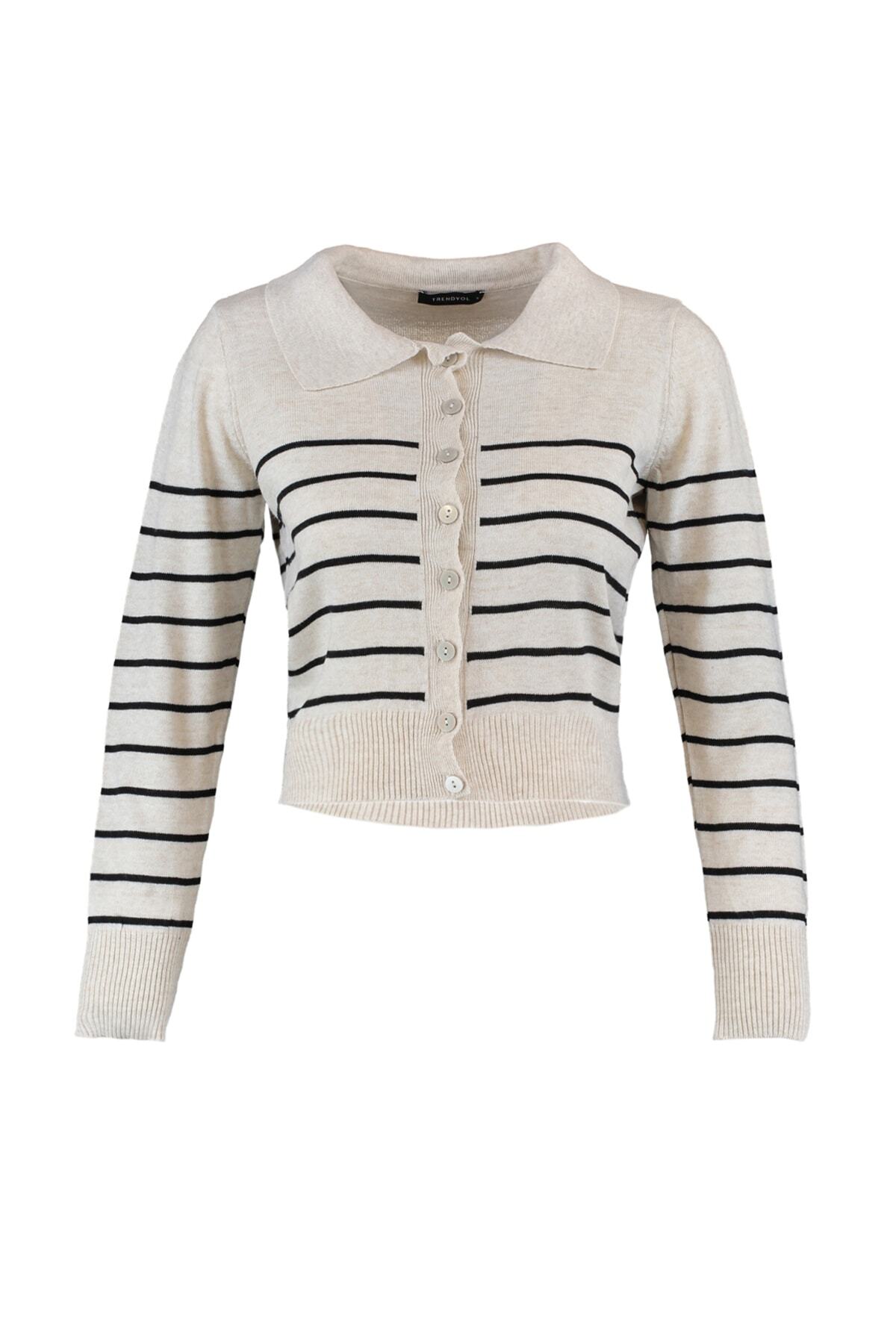 Trendyolmilla  Bej Polo Yaka Triko Hırka TWOAW22HI0241 - Görsel 7