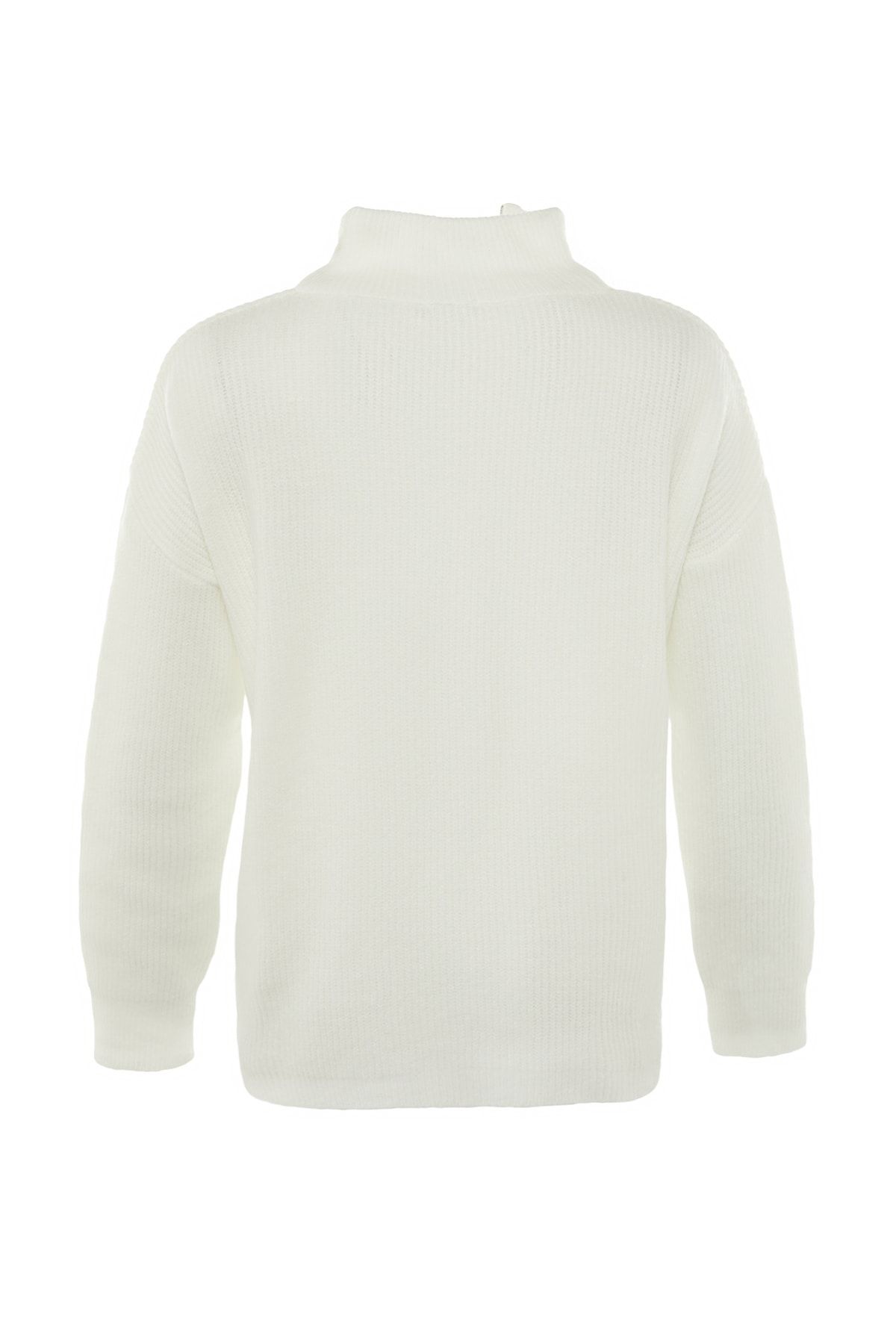Trendyol Collection-Ecrufarbener, weich strukturierter Strickpullover mit Reißverschluss TWOAW20XS0009 7