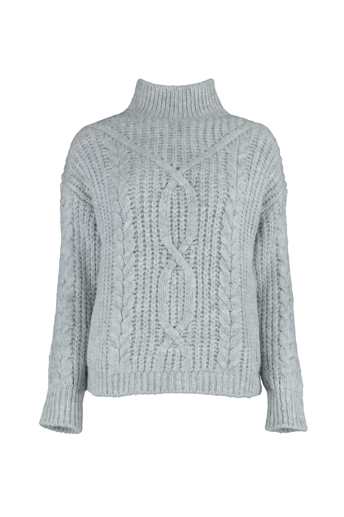 Trendyol Collection-Широк сив плетен пуловер - мека текстура Twoaw20Kz0171 7