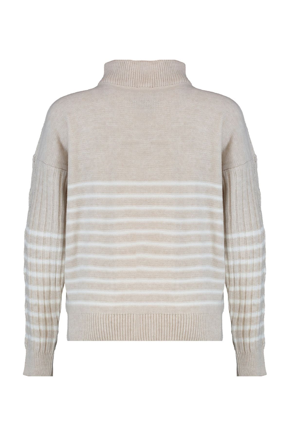 Trendyol Collection-Großer beigefarbener Strickpullover – Reißverschluss, TWOAW22KZ0020 6