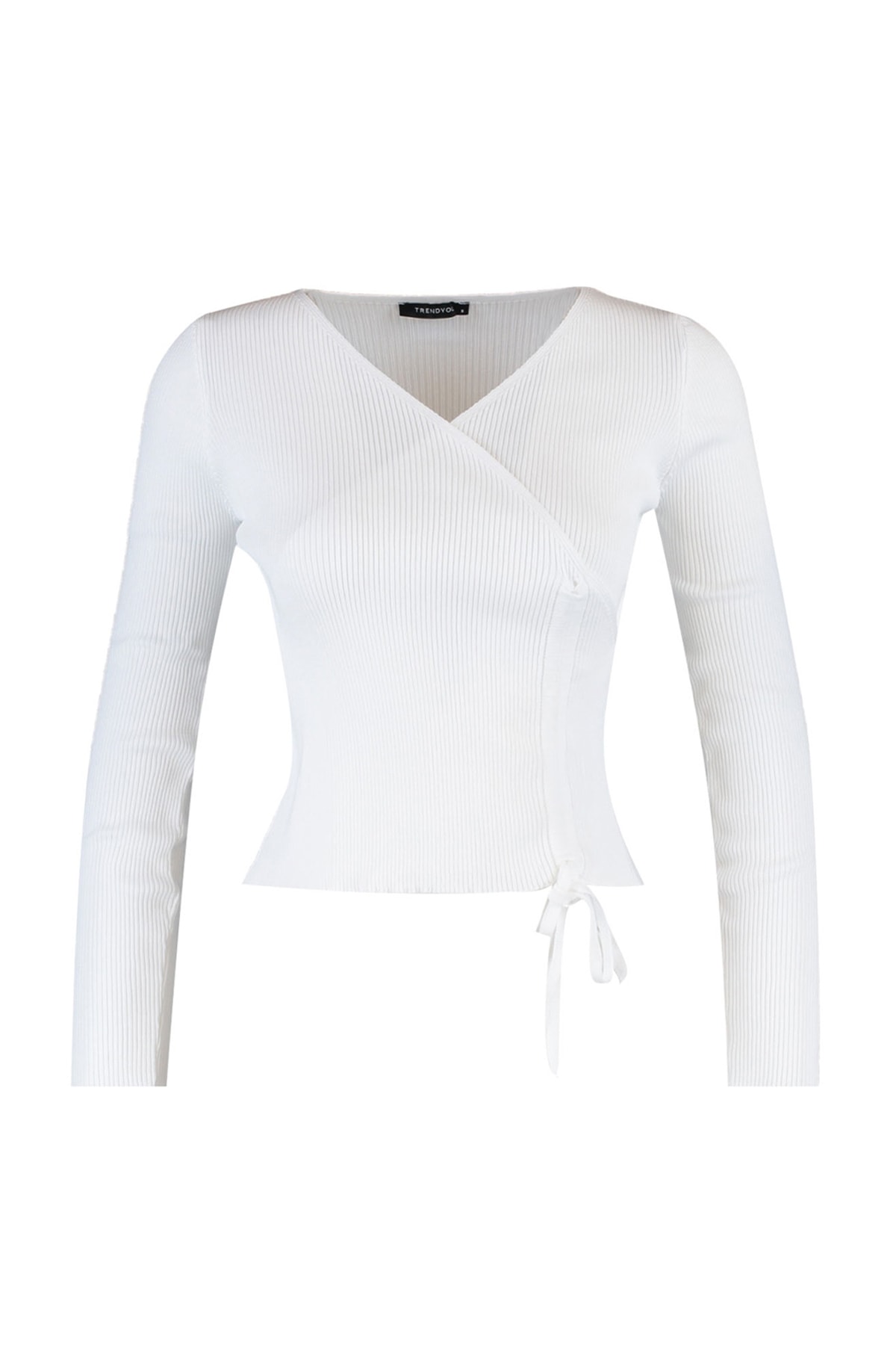 Trendyolmilla  Ekru Kruvaze Büzgü Detaylı Triko Kazak TWOAW23KZ00828 - Görsel 7