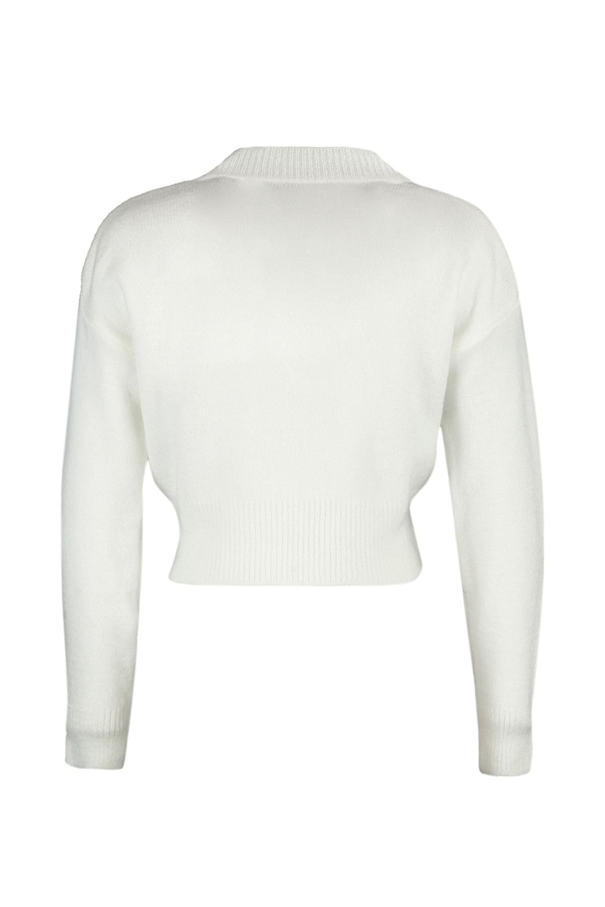 Trendyol Collection-Ecrufarbener, weicher, strukturierter, gemusterter Strickpullover TWOAW21KZ0174 5