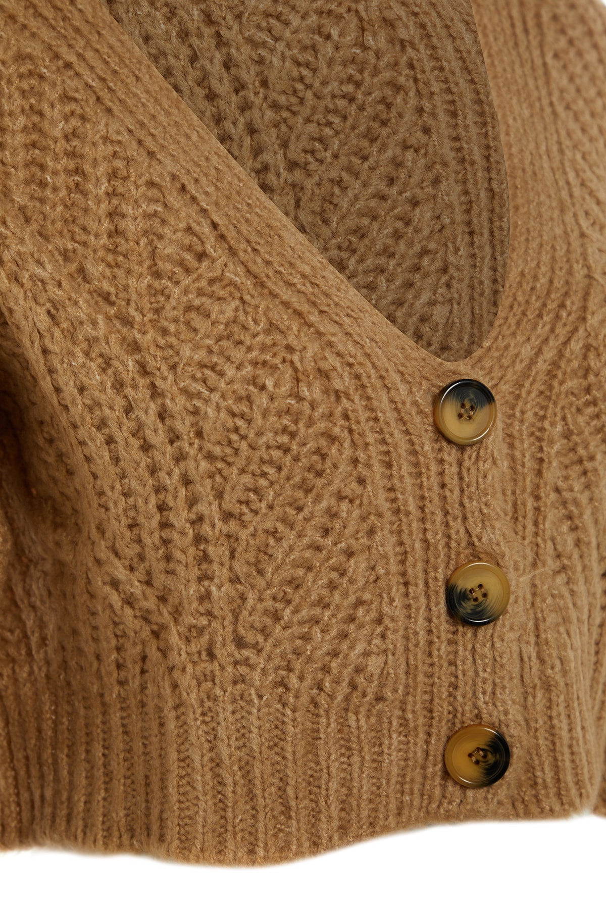 Trendyolmilla  Camel Yumuşak Dokulu Crop Düğme Detaylı Triko Hırka TWOAW21HI0017 - Görsel 6