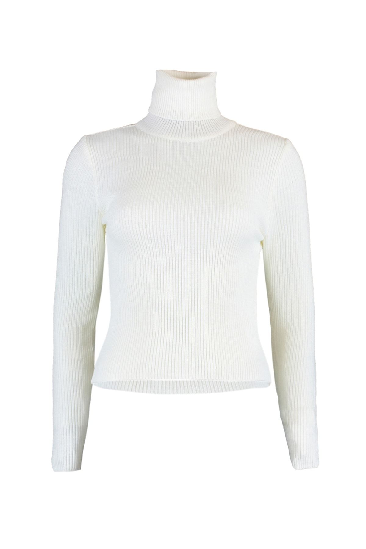 Trendyol Collection-Базов пуловер с висока яка в цвят екрю TWOAW21KZ1279 6