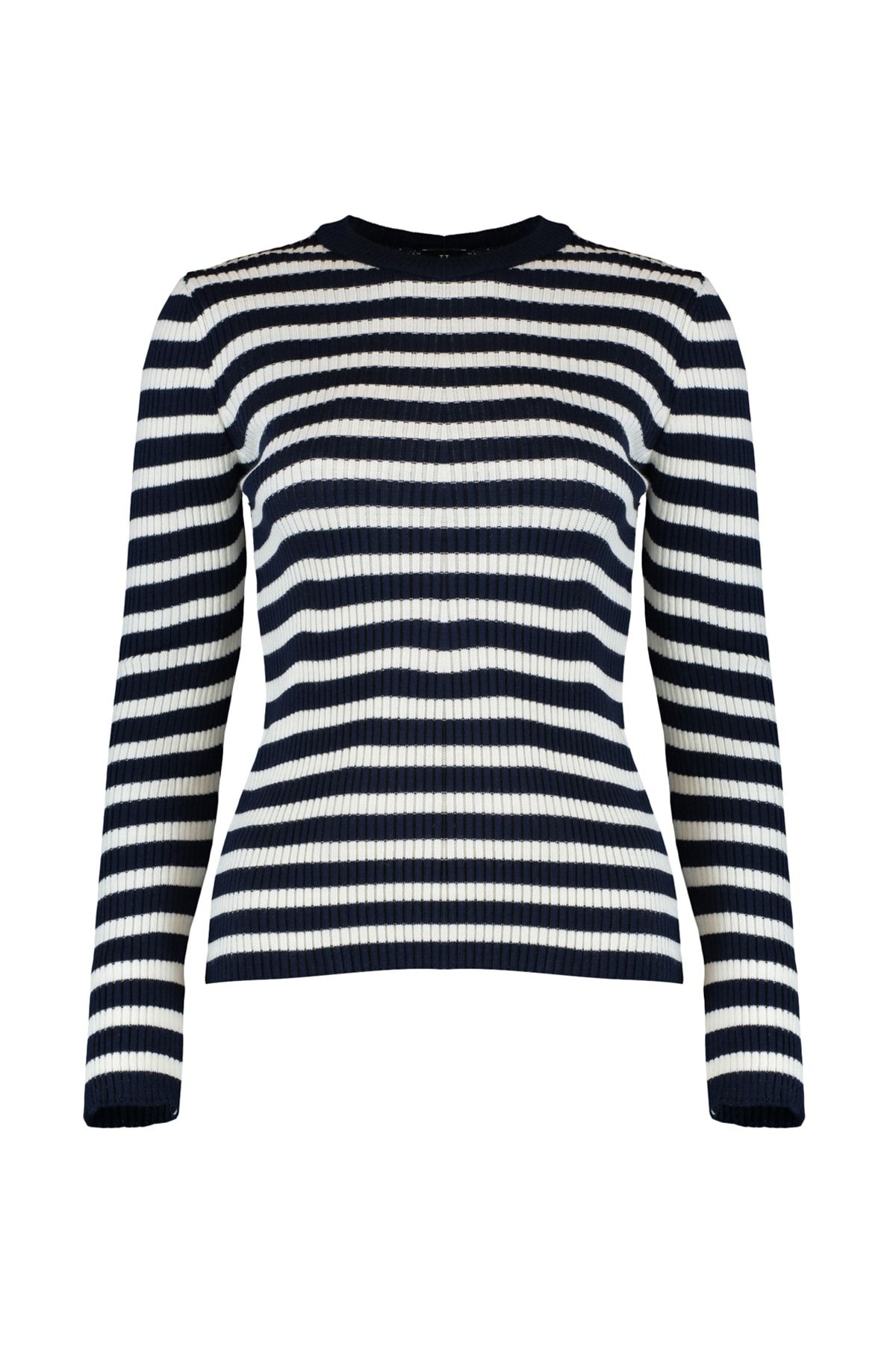 Trendyol Collection-Marineblauer Basic-Strickpullover mit Streifen TWOAW21KZ0942 7