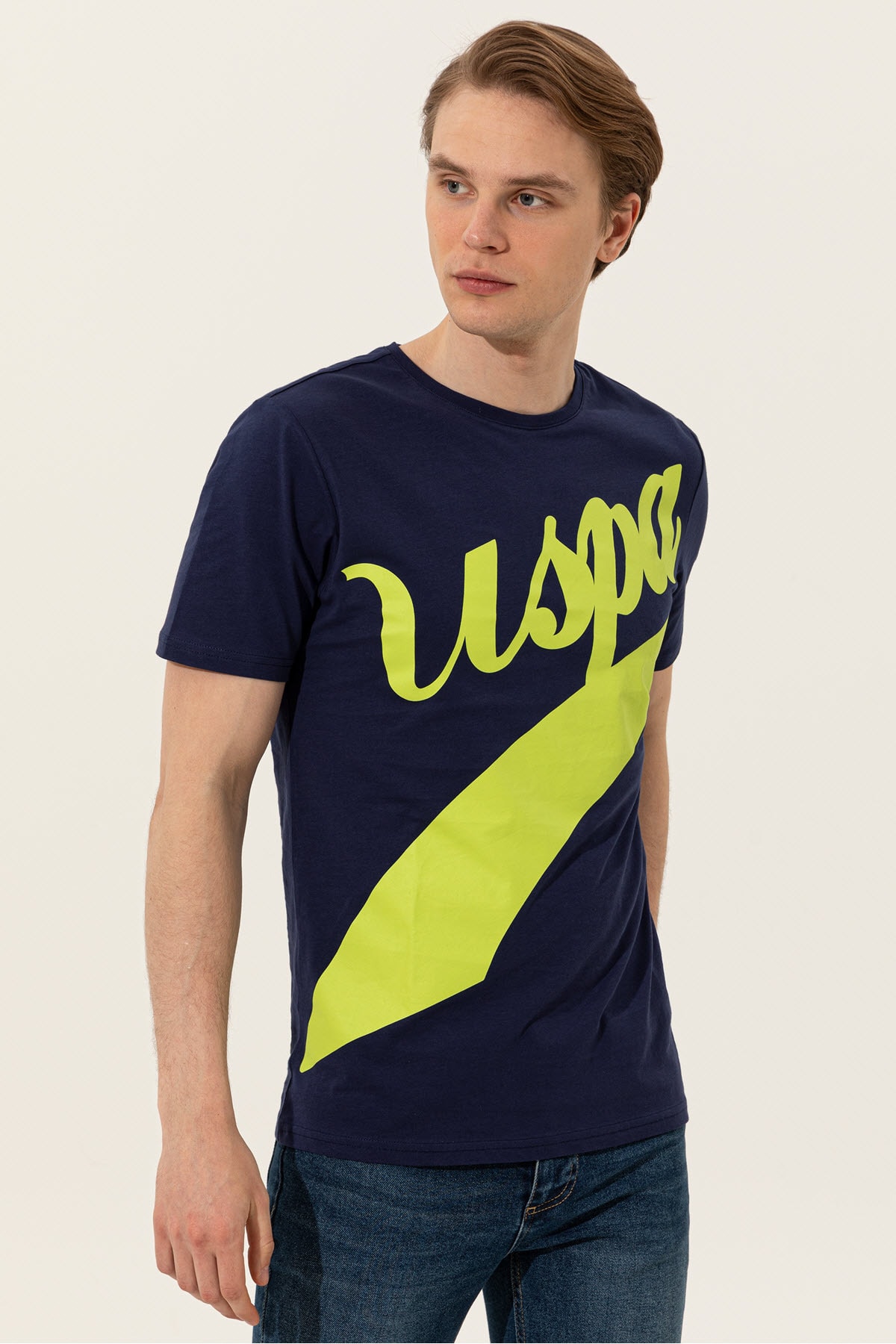 تیشرت مردانه آبی سرمه ای یو اس پولو | G081SZ011.000.1361217 اورجینال - تصویر 3