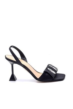 Cactus Siyah Saten Kadın Topuklu Sandalet 319188-R670