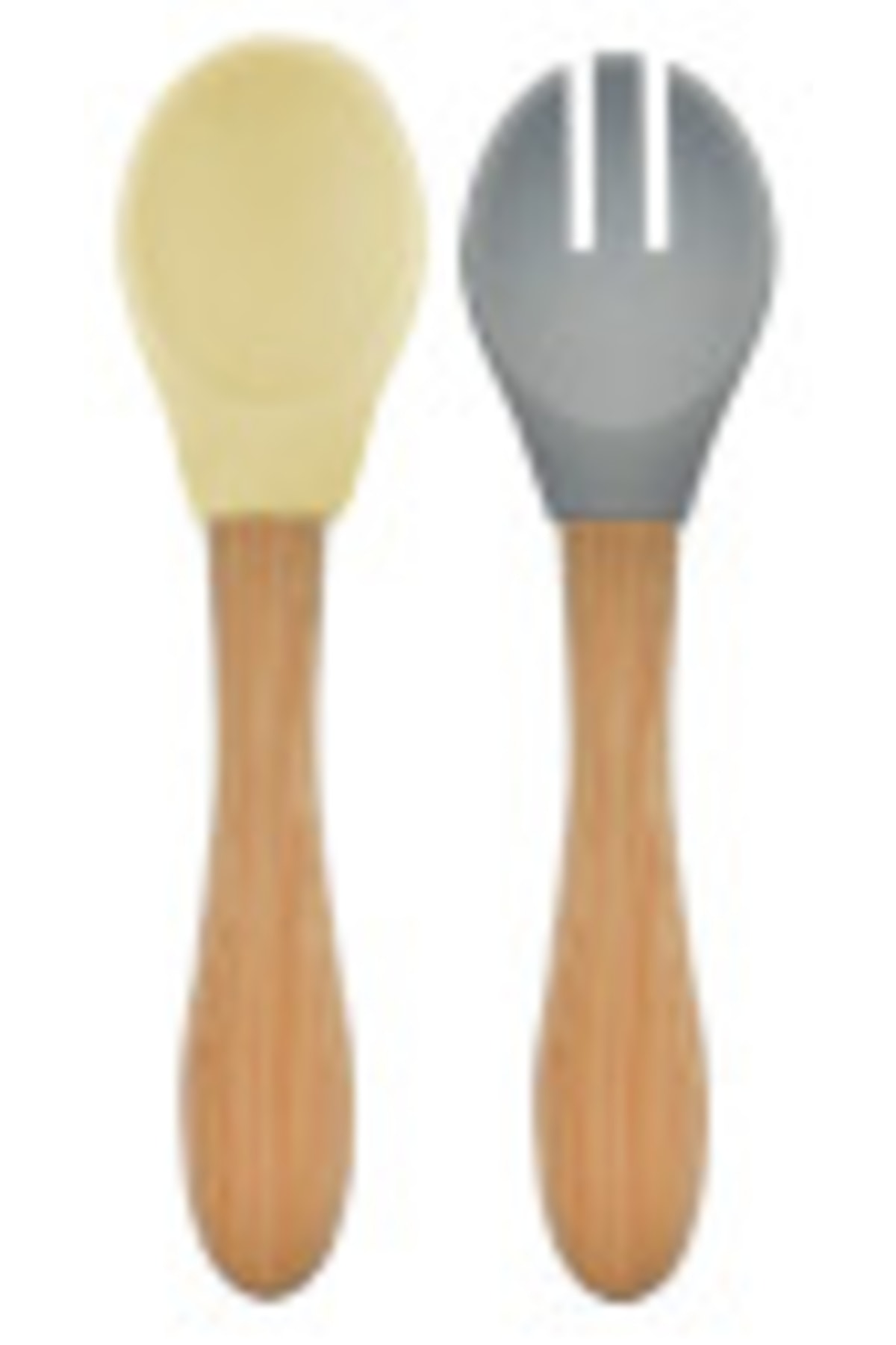 OiOi Puzzle Silikon Mama Tabağı Ve Kaşık Çatal Set - Mellow Yellow / Powder Grey fotoğrafı 3 (önizleme)