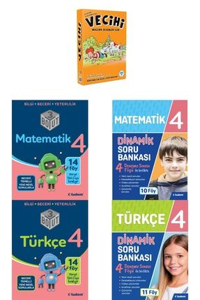 Tudem 4.sınıf Türkçe, Matematik Konu-soru Bankaları+vecihi (10 Hikaye + 2 Çalışma Testi Hediye) 9786052855645ef