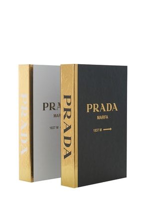 2'li Prada Byaz&siyah Gold Dekoratif Kitap Kutu iray03