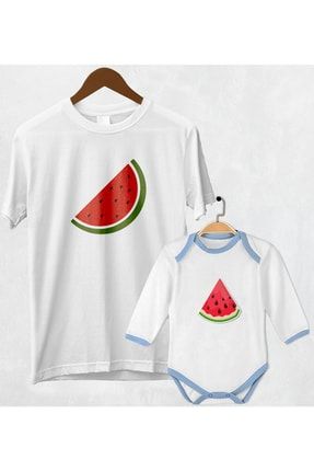 Karpuz Dilimi Baskılı Anne Erkek Bebek Zıbın T-shirt-tek Adet Fiyatıdır ANNZBN-13