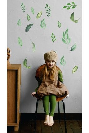 Soft Yeşil Yapraklar Dekoratif Duvar Sticker Seti STC445