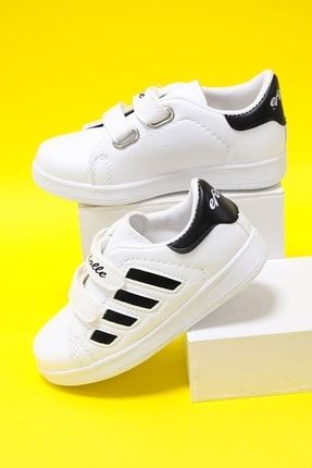 Çocuk Beyaz Yanı Siyah Şeritli Ayakkabı G1950