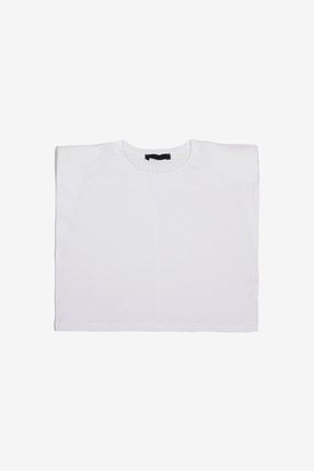 Beyaz Vatkalı Crop T-shirt MRSPTN-0019